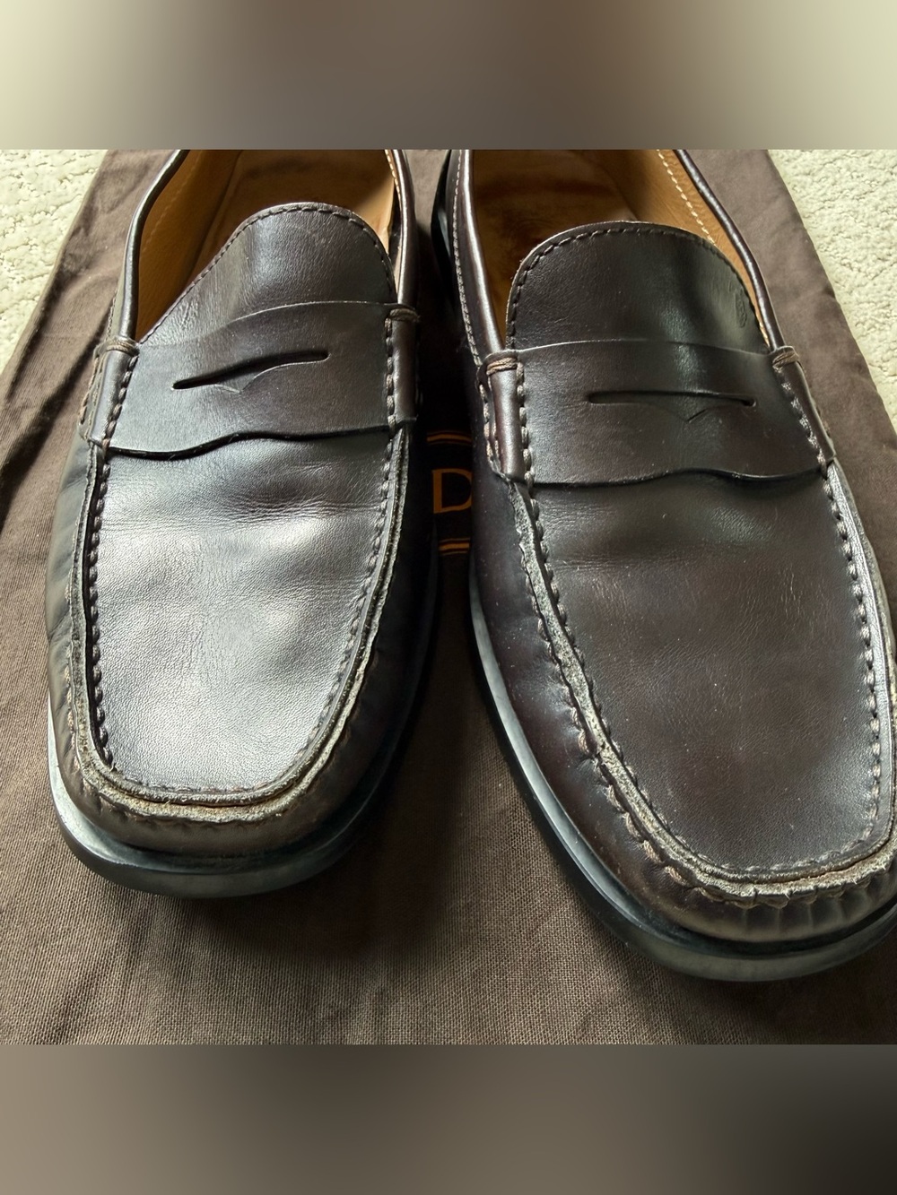 Tod's Dark Brown Leather Penny Loafers